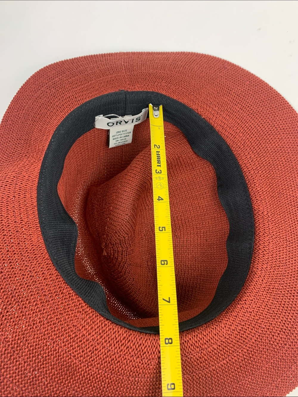 Orvis Rust brown Wide-Brim sun Hat & Dark Brown white Band Lightweight New - Picture 10 of 13